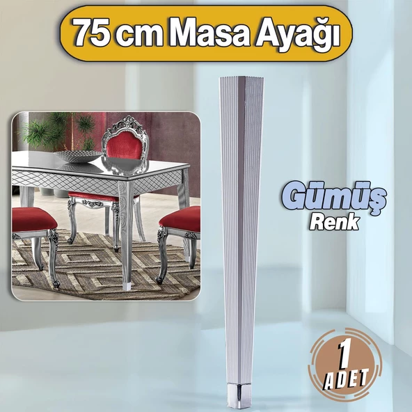 Elit Masa Dresuar Ayağı 75 cm Plastik Gümüş Ayak Mutfak Yemek Masası Mobilya Ayakları ürün görseli 1