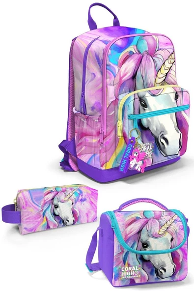 Coral High Unicorn 3'lü Okul Çanta Seti SET0123634 ürün görseli 1