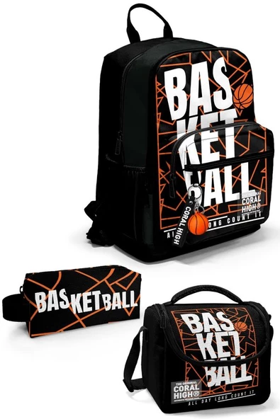 Coral High Siyah Basketbol 3'lü Okul Çanta Seti SET0123639 ürün görseli 1