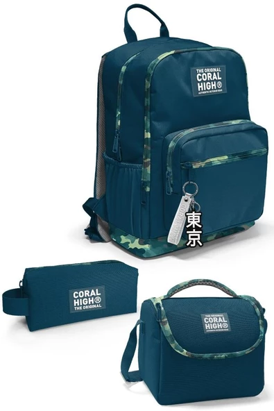 Coral High Nefti Kamuflaj 3'lü Okul Çanta Seti SET0123631 ürün görseli 1