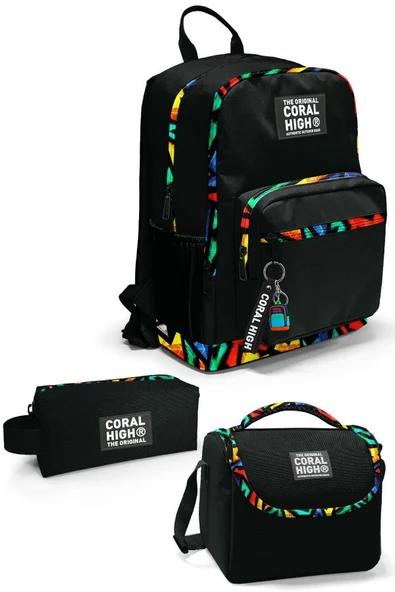 Coral High Siyah Grafiti 3'lü Okul Çanta Seti SET0123633 ürün görseli 1