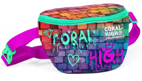 Coral High Pembe Lacivert Grafiti Baskılı Erkek Çocuk Bel Çantası ürün görseli 1