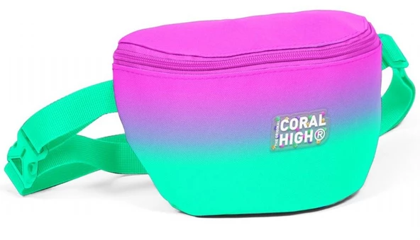 Coral High Pembe Su Yeşili Renk Geçişli Baskılı Kız Çocuk Bel Çantası ürün görseli 1