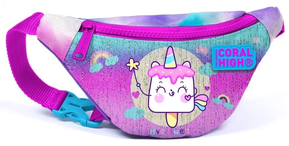 Coral High Kız Çocuk Günlük Bel Çantası - Mavi Pembe Dondurma Unicorn ürün görseli 1