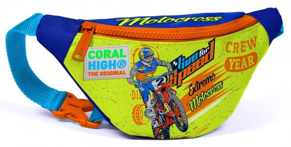 Coral High Erkek Çocuk Günlük Bel Çantası - Mavi Sarı Motorsiklet ürün görseli 1