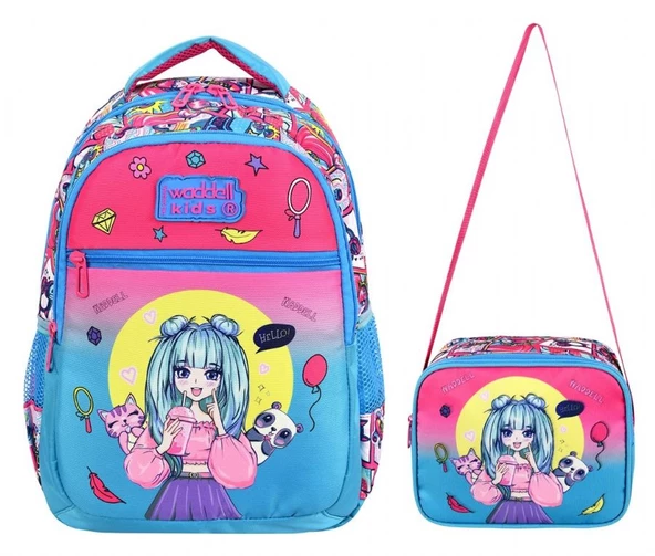 Waddell Anime Kız Desenli İlkokul Sırt Çantası Ve Beslenme Çantası - Kız Çocuk ürün görseli 1