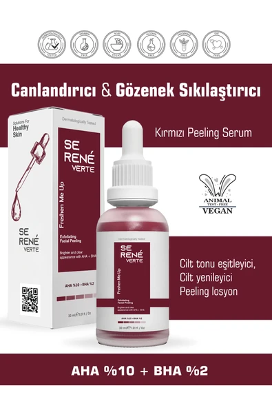 Canlandırıcı & Gözenek Sıkılaştırıcı Kırmızı Peeling Cilt Serumu 30 Ml (AHA 10% + BHA 2%) ürün görseli 1