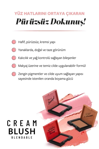 Cream Blush - Krem Allık 41 Dazzling - Resim 6