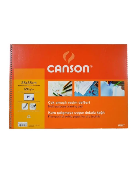 Canson Çok Amaçlı Resim Defteri 25x35 cm 120 gr 15 Yaprak ürün görseli 1