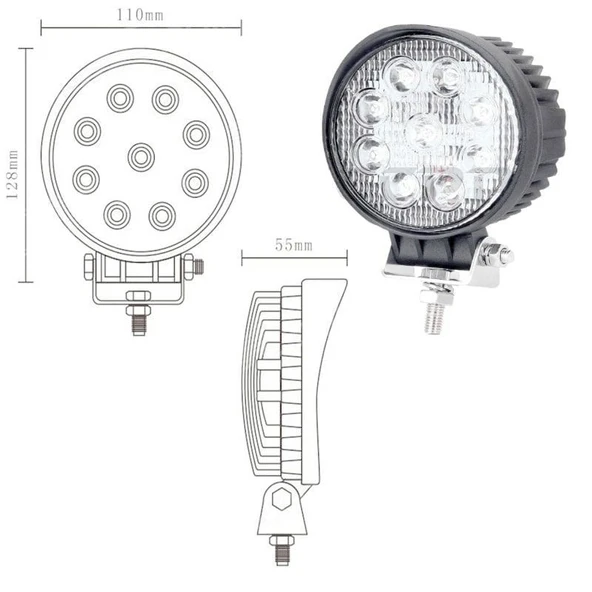 Led Yuvarlak Çalışma Lambası 9 Ledli - 201611 - Resim 2