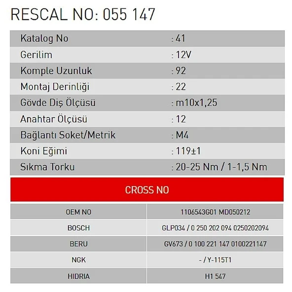 Isıtma Bujisi - Mitsubishi - ET055147 - Resim 2