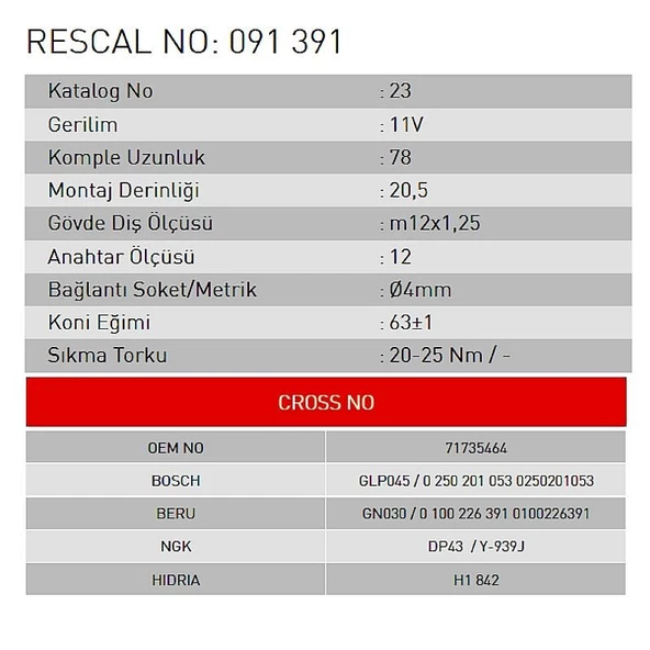 Isıtma Bujisi - Fiat - ET091391 - Resim 2
