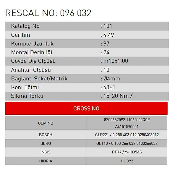 Isıtma Bujisi - Renault - Dacia - ET096032 - Resim 2