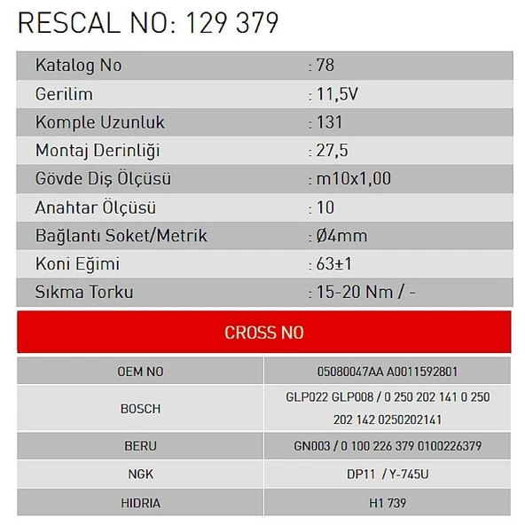 Isıtma Bujisi - Mercedes - ET129379 - Resim 2