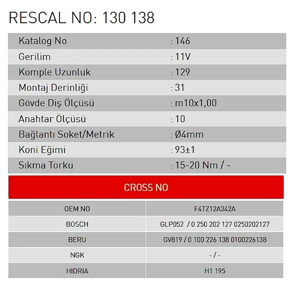 Isıtma Bujisi - Ford - ET130138 - Resim 2