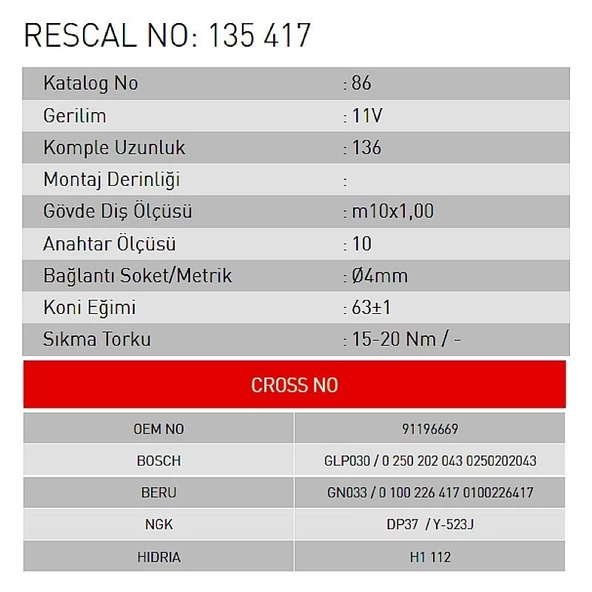 Isıtma Bujisi - Opel - ET135417 - Resim 2