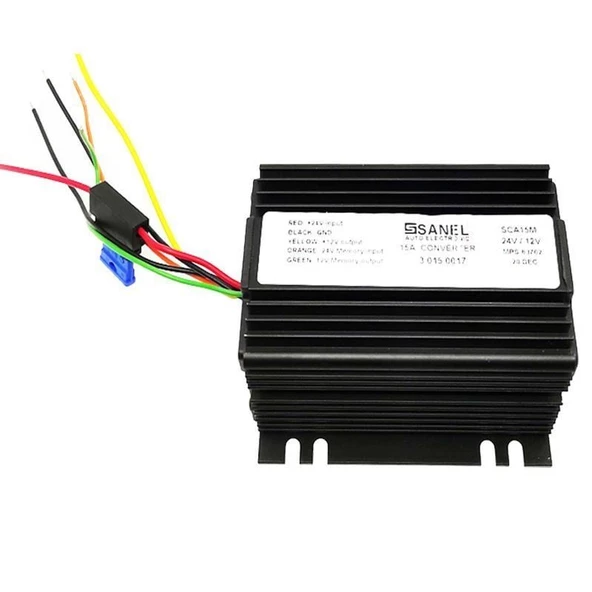 Sanel Konvertör 15 Amper 24V 12V Voltaj Düşürücü Radyo Hafızalı SCA15M ürün görseli 1