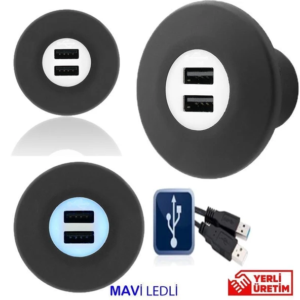 Sanel Usb Şarj Ünitesi Üniversal 12V24V 2Amp Mavi Ledli Suc2B SUC2B ürün görseli 1