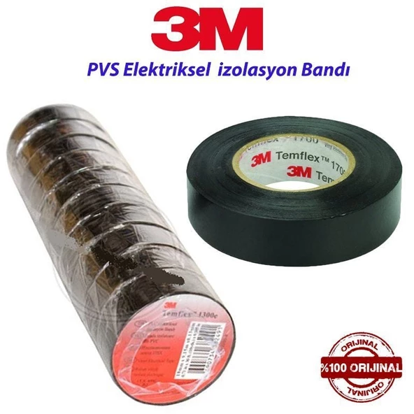 3M Temflex 1300E Pvc Elektrik Izole Bant 0,13X18Mm X9,15 10'Lu - 1300SET ürün görseli 1