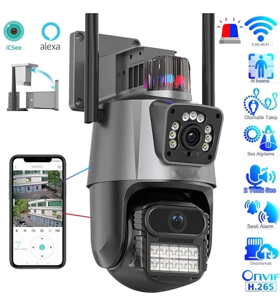 QASUL IP Kamera 4MP Sabit 4MP Hareketli Sensör Siren Dış Ortam Speed Dome Akıllı Kamera  8X Zoom ürün görseli 1
