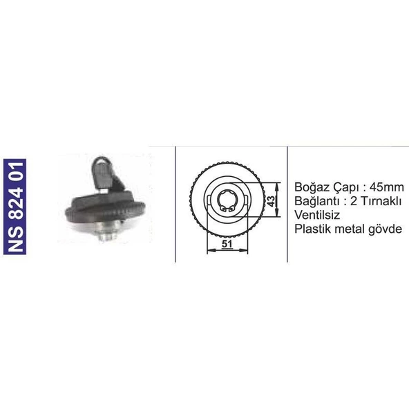 Depo Kapağı Mazot M4C 7058-1 Kilitli Tm 30 (Em) M4C7058-1 - NS82401 ürün görseli 1