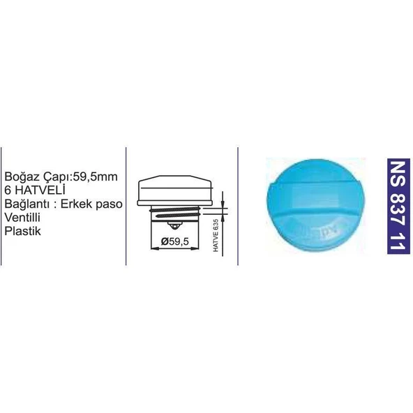 Depo Kapağı Üre Tankı Kapağı Ventilli-Kilitsiz Ford Cargo-Iveco, Scanıa Ad Blue 21075531 - NS83711 ürün görseli 1