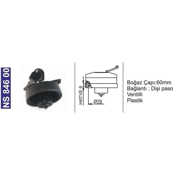 Depo Kapağı Ventilli - Kilitli New Holland Td Serisi/L95 101354 - NS84600 ürün görseli 1