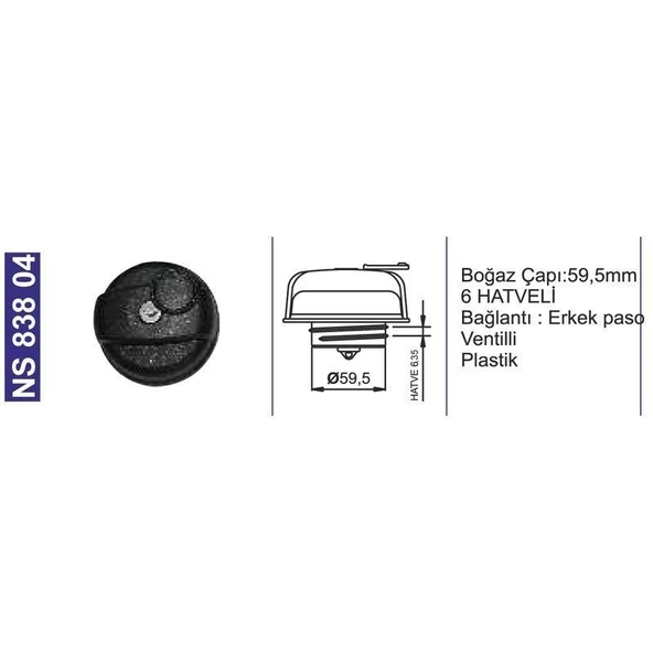 Depo Kapağı Ventilli-Kilitli Askam/Dodge-Hıno-Iveco-Scanıa-Unıversal 28754 - NS83804 ürün görseli 1