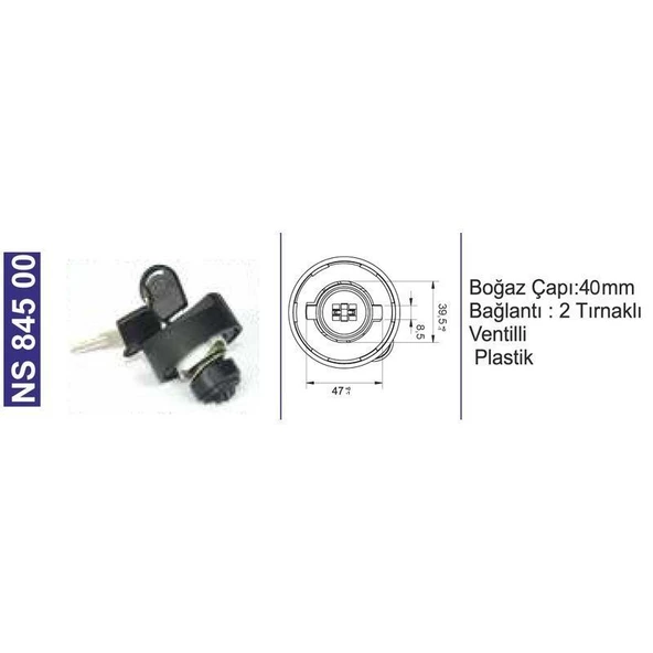 Depo Kapağı Ventilli-Kilitli Bmc.Hafif Ticari Araçlar-Isuzu/Aıos-Unıversal 387009415101 - NS84500 ürün görseli 1