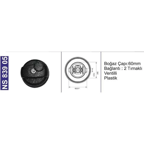 Depo Kapağı Ventilli Kilitli Bmc.Fatıh-Profesyonel-Iveco-Mercedes-Unıversal 40291 - NS83905 ürün görseli 1