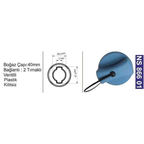 Depo Kapağı Üre Tankı Kapağı Kilitsiz Mercedes-Man-Daf Ad Blue - NS86601 ürün görseli 1