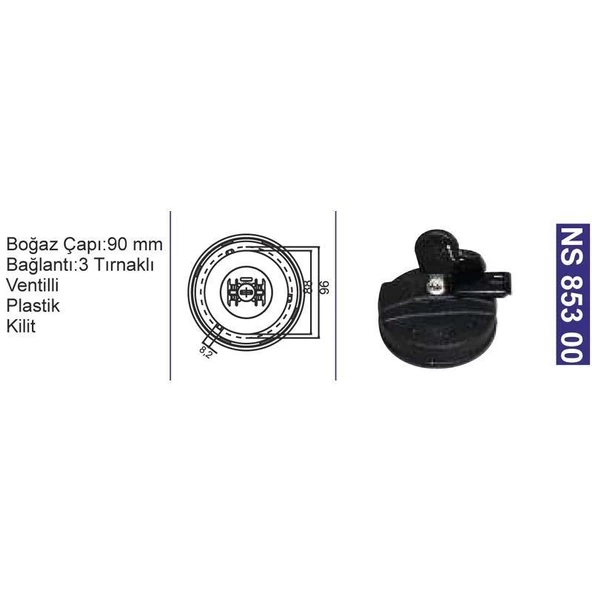 Depo Kapağı Mazot Ventilli-Kilitli-Üç Tırnaklı Renault Kamyon/Tır 1990/97 5001832894 - NS85300 ürün görseli 1