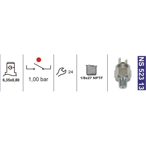 Fren Müşiri-Unıversal-Yağ Basınç Müşiri 1,0 Bar 1/8X27 Npt Normalde Açık New Holland 87584696 - NS52313 ürün görseli 1