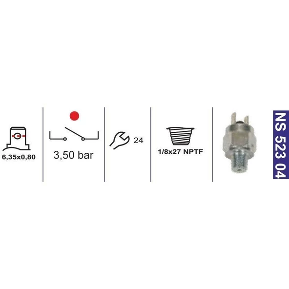 Yağ Basınç Müşiri 3,50Bar 1/8X27 Npt Normalde Açık Alçelik/Tümosan-Unıversal 7252380 - NS52304 ürün görseli 1