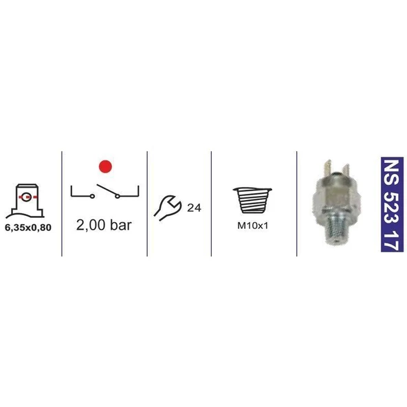 Kapı İkaz Müşiri-Unıversal-Hava Basınç Müşiri 2,0 Bar M10X1 Normalde Açık Otoyol/Iveco 0000719780 - NS52317 ürün görseli 1