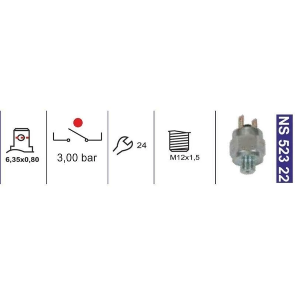Kapı Müşiri-Fren Müşiri 3B71203 Hava Basınç 3,0 Bar M12X1,5 N.Açık Bmc.Belde Otobüs 110278907 - NS52322 ürün görseli 1