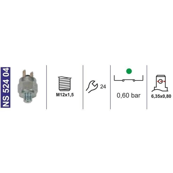 Yağ Basınç Müşiri 0,60 Bar M12X1,5 N.Kapalı New Holland-Iveco-Hidrolik Direksiyon 5097529 - NS52404 ürün görseli 1