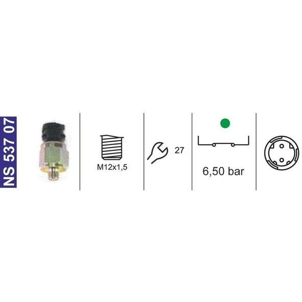 El Fren İmdat-Hava Basınç Müşiri 6,5 Bar M12X1,5 N.Açık Mercedes Axor/Aktros/Atego 18105 - NS53707 ürün görseli 1