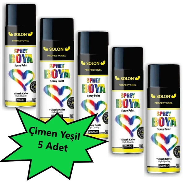 5 Adet Çimen Yeşil Sprey Boya 200 ml ürün görseli 1