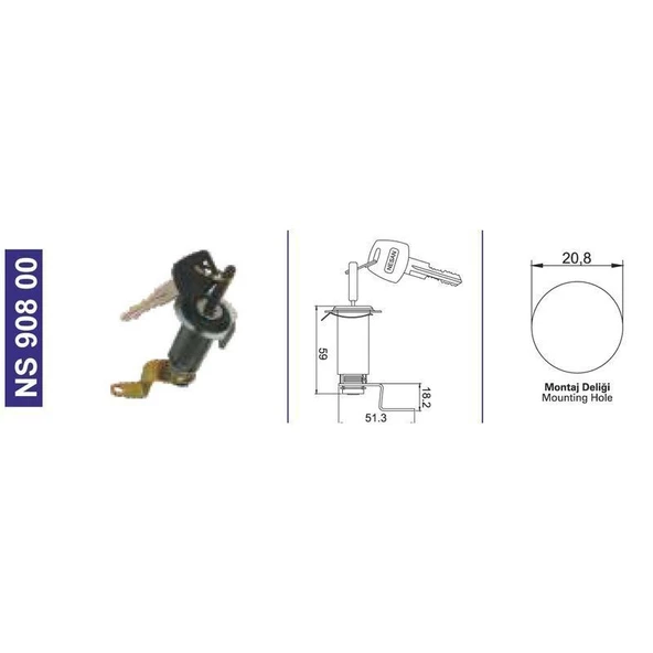 Kapı Kilidi Bmc.L60-Tdi80-L100 58Rs102224 - NS90800 ürün görseli 1