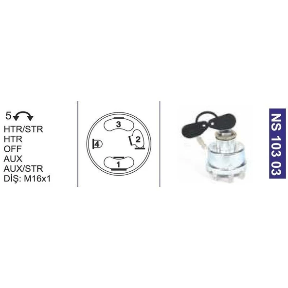 Kontak Anahtarı Fişek Ve Çivi Anahtarlı Ford Traktör-New Holland 35589 - NS10303 ürün görseli 1