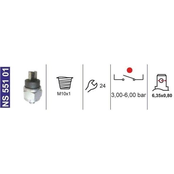 Yağ Basınç Müşiri 3,0-6,0 Bar M10X1 Bosch Tip Caterpıllar-Mercedes-Man-Daf-Iveco-Volvo 170659 - NS55101 ürün görseli 1