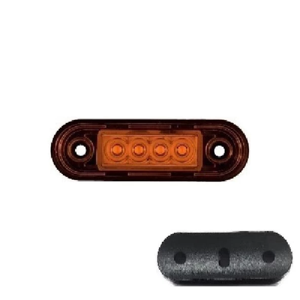 Parmak Lamba Lastikli (Krom Boru Tipi) 4 Led'Li 83Mm 12V-24V Sarı - FR0170-L-Y ürün görseli 1