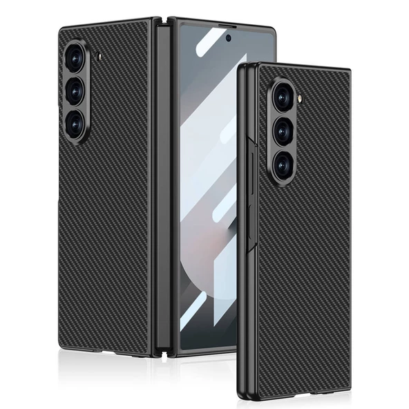 Galaxy Z Fold 6 Kılıf Karbon Fiber Tasarımlı Titanyum Metal  Kıpta Caz Kapak ürün görseli 1