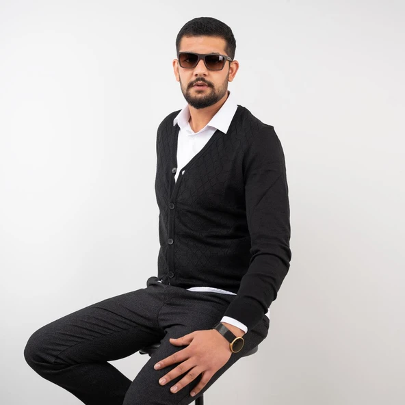 SAN&FA SLİMFİT ERKEK TRİKO HIRKA - Resim 2