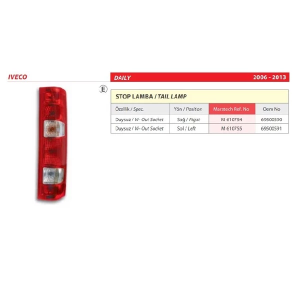 İveco Daily Sağ Stop Lambası 2014> -69500591 - Resim 2