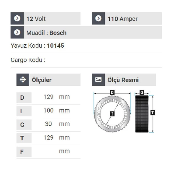 NURSAN 178212 Bosch Tipi Transit V184 - Resim 2