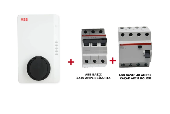 Terra Ac 22 kW Duvar Tipi Elektrikli Kablosuz Araç Şarj Ünitesi+Abb Basıc 3X40 Amper Sigorta +40 Amper KAaçak Akım Rolesi ürün görseli 1