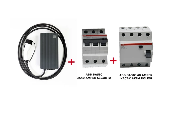 Teltonika TeltoCharge 22 kW Kablolu Elektrikli NFC Özellikli Araç Şarj İstasyonu +Abb Basıc 3X40 Amper Sigorta +40 Amper KAaçak Akım Rolesi ürün görseli 1