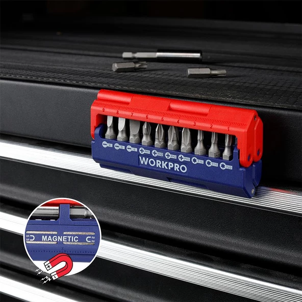 WORKPRO WP221062 13 Parça Manyetik CR-V Vidalama Bits Uç Seti - Resim 6